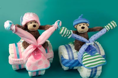 Tarta de pañales con forma de moto